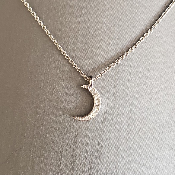 Spartina 449 Jewelry - Spartina 449 Guiding Light Half Moon Necklace Silver Plate Dainty Small Crystals